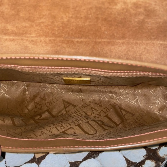 Furla Brown Leather Small Shoulder Bag Gold Hardware Classic Italian Y2K - Picture 11 of 13